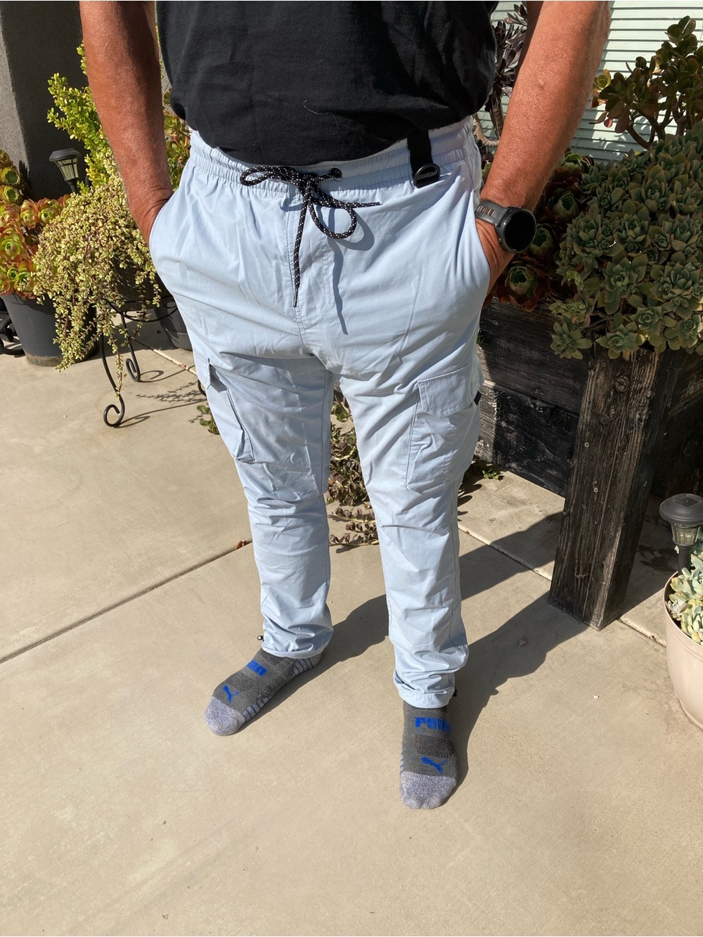 PacSun Light Blue Men’s Cargo Joggers with Drawstring Waist